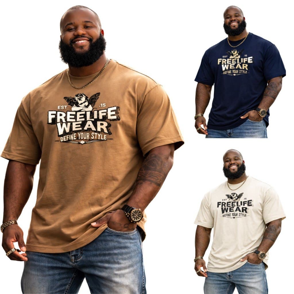 Camiseta Masculina Plus Size Estampada Freelife Wear Algodão Gold Confortável do P ao G4 Moda Casual
