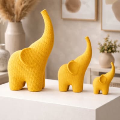 Kit Elefantes Decorativos (15cm, 10cm e 6cm) – Decoração Leve e Resistente – Envio Rápido Brasil