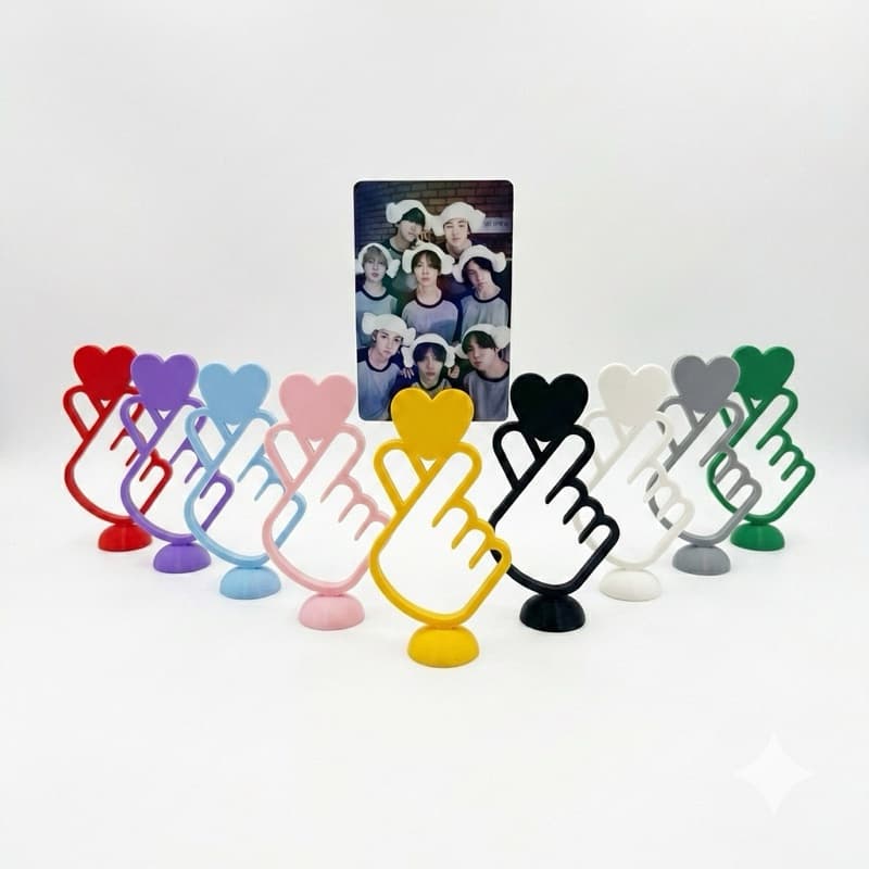 Porta Photocard K-Pop Coração Coreano Saranghae | Suporte Display de Mesa Premium Dorama kpop