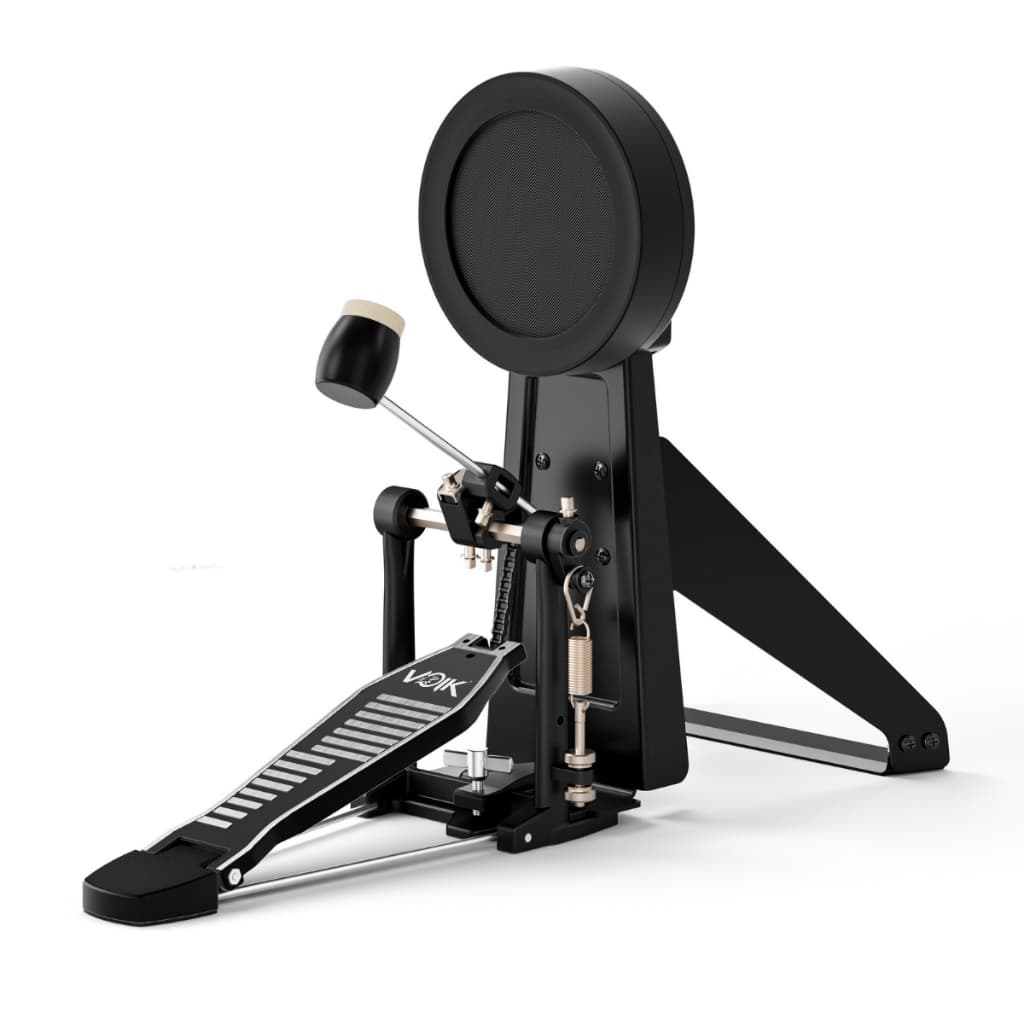 Pad Bumbo Eletrônico Mesh E Pedal Simples Voik Hammer Kick Para Bateria Eletrônica P10 Preto