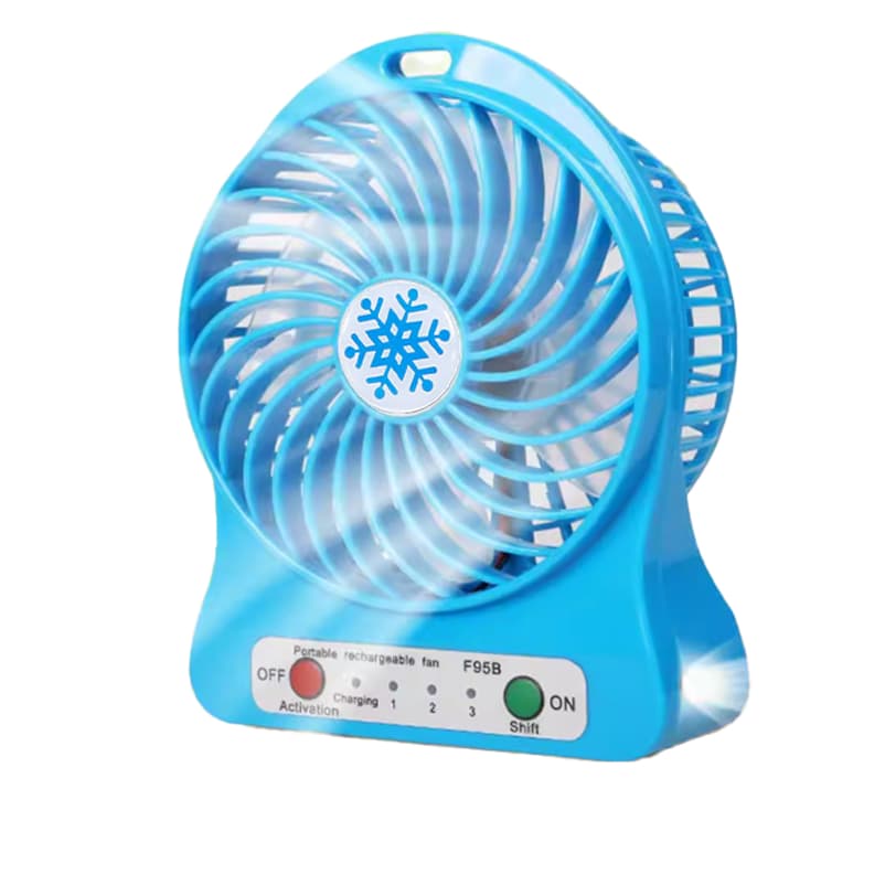 Mini Ventilador Portátil USB Recarregável com 3 Velocidades e Luz LED
