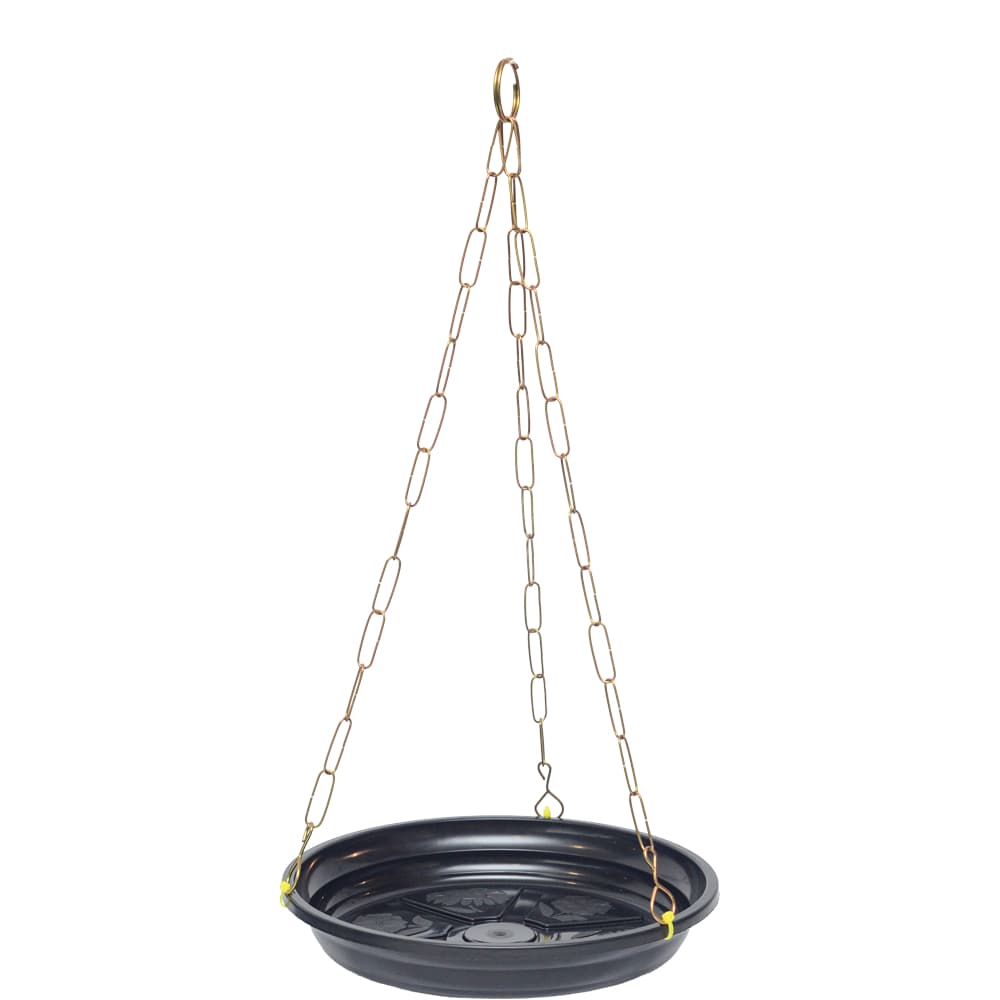 Prato Preto Modelo 32cm + Corrente 64cm Pendurador De Vaso Para Planta Suporte Para Vaso