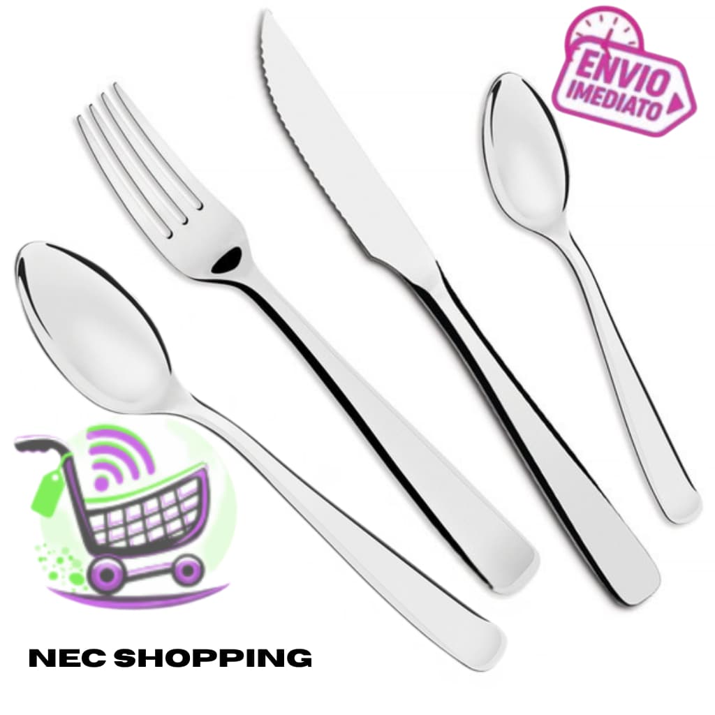 Kit 48  jogo Talheres Inox 12 Garfo 12 Faca 12  colher  12 colher sobremesa Premium Casa Cozinha Buffet Restaurante