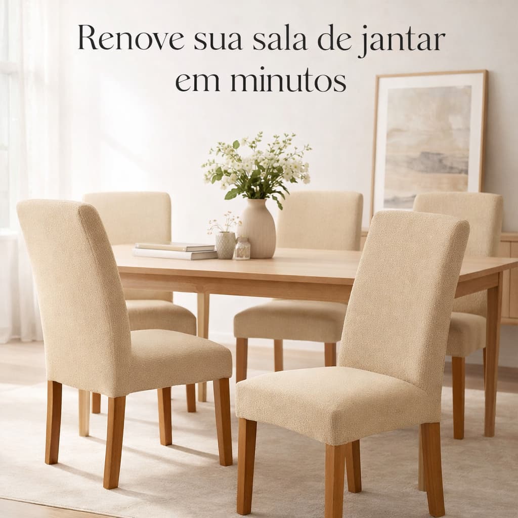 Kit 4 Capa Para Cadeira de Jantar Malha Gel Elástica Ajustável Proteção Decorativa