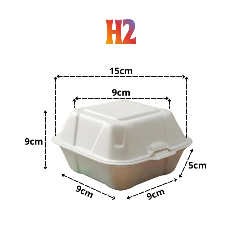 Hamburgueira Isopor H2 | 200 Unidades | Hamburguer, Porções, Lanches