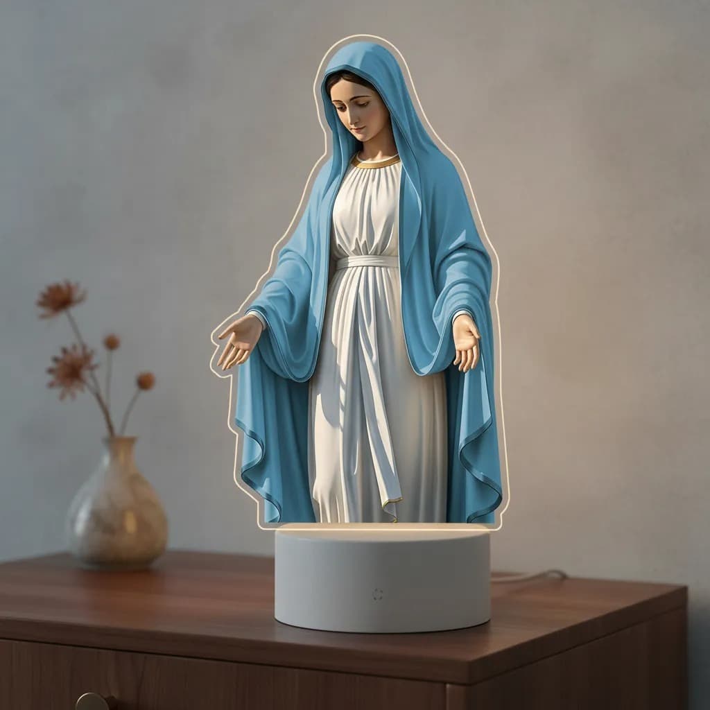 Luminária LED UV Colorida Nossa Senhora das Graças Presente Criativo