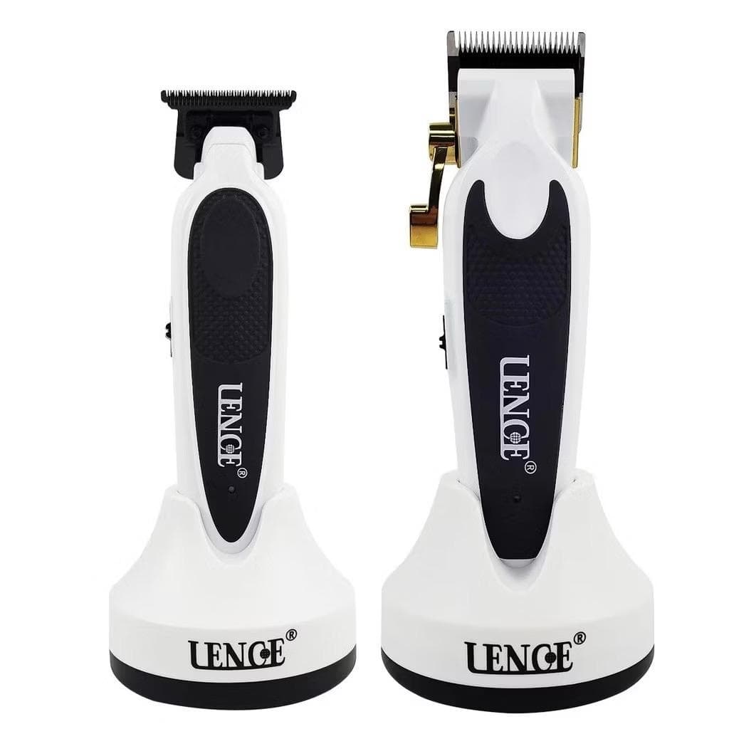 Kit Maquina De Cortar Cabelo Lence Pro Corte + Máquina De Acabamento Branco Profissional Bivolt
