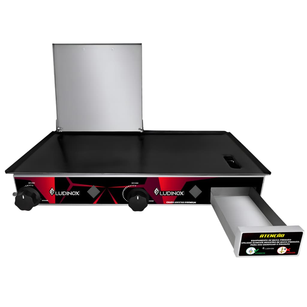 Chapa Chapeira De Lanche 30x60 Com Prensa A Gás Inox Profissional
