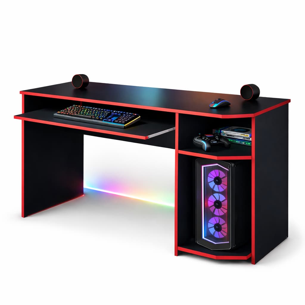 Escrivaninha Mesa Valorant Cs Gamer Para Computador Escritório Pc Cores Vermelho Azul