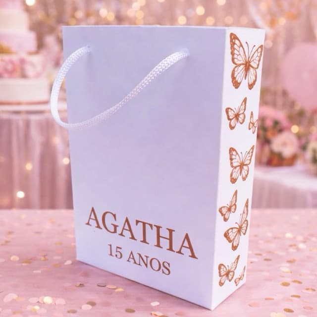 Sacolinha Personalizada 15 Anos | Lembrancinha | Mimo | Sacolinha Debutante | Aniversário 15 anos | Borboletas