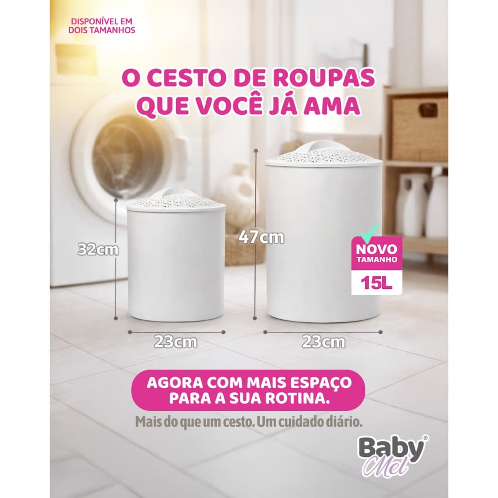 Cesto Baby Mel Para Roupas De Bebê Antiviral Quarto Enxoval 15 Litros