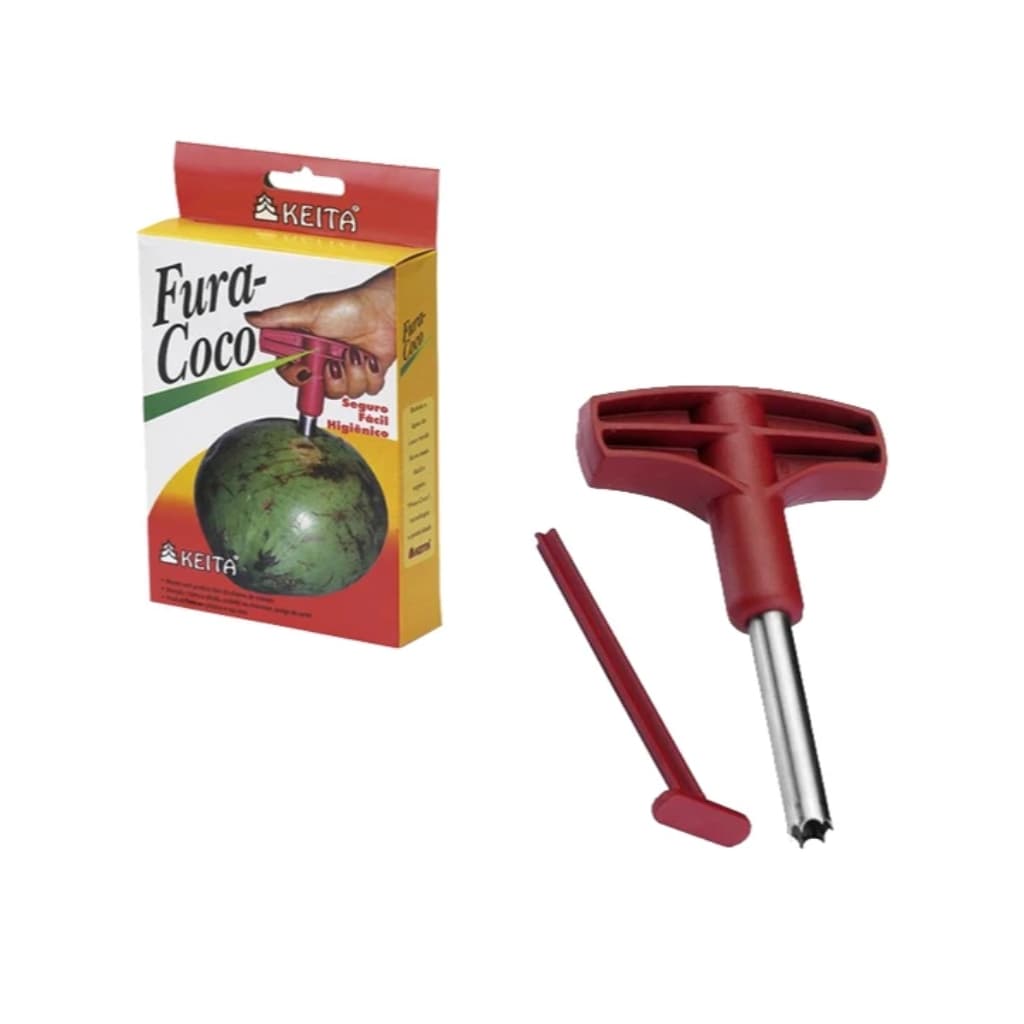 Fura Coco Abridor Perfurador Aço Inox Cabo Plástico Keita