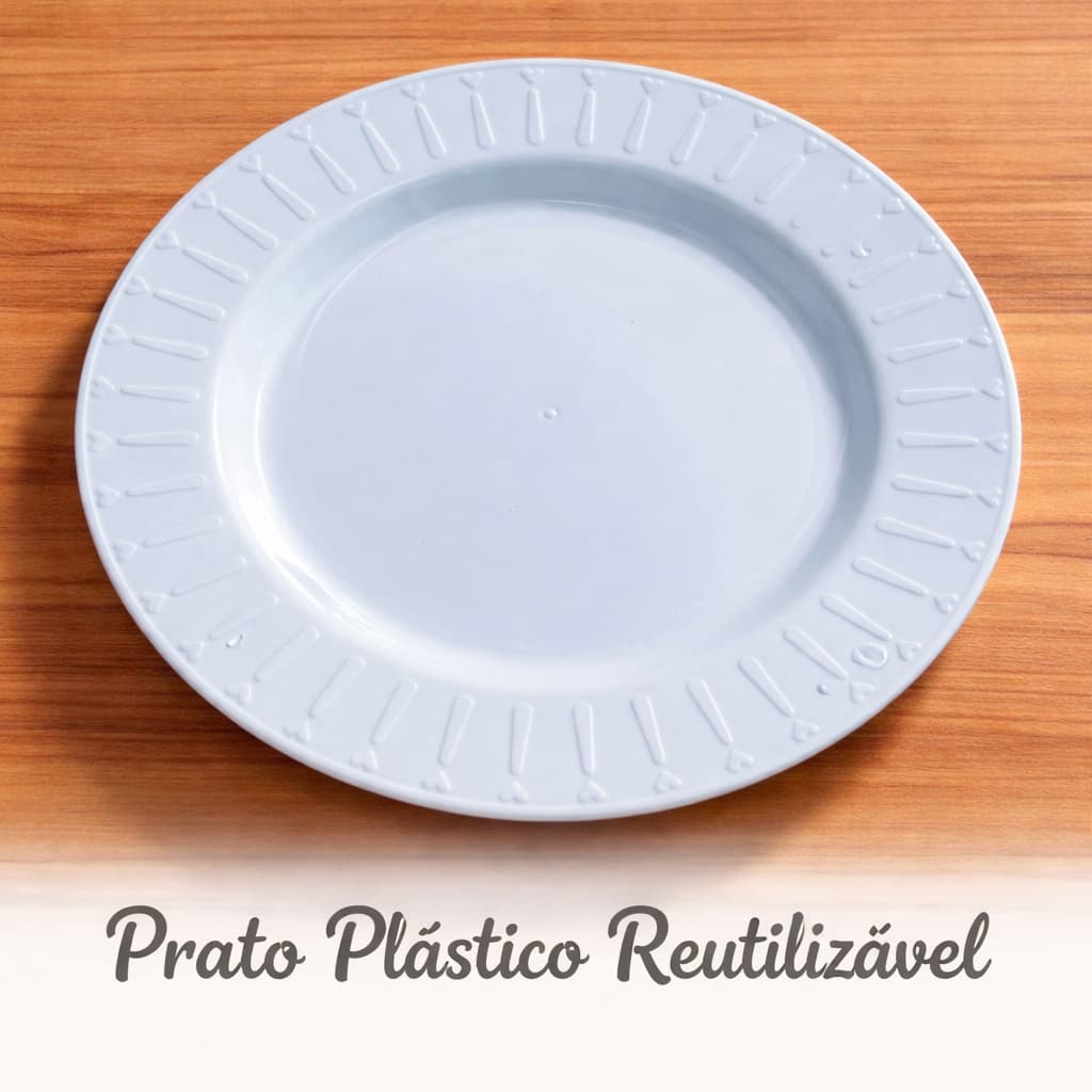 Kit Pratos Plásticos Branco Reutilizáveis Lanches Porções Bares Petiscos Churrascarias
