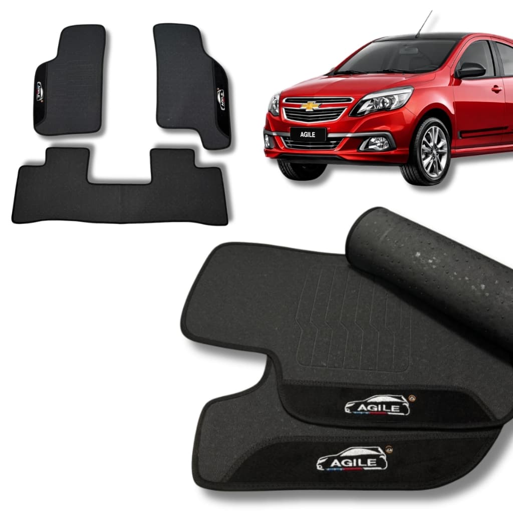 Jogo Tapete Emborrachado Chevrolet Agile Personalizado Preto