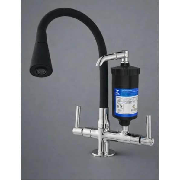 TORNEIRA COZINHA  GOURMET TUBO FLEXÍVEL COM FILTRO DULPO JATO COR PRETO BANCADA