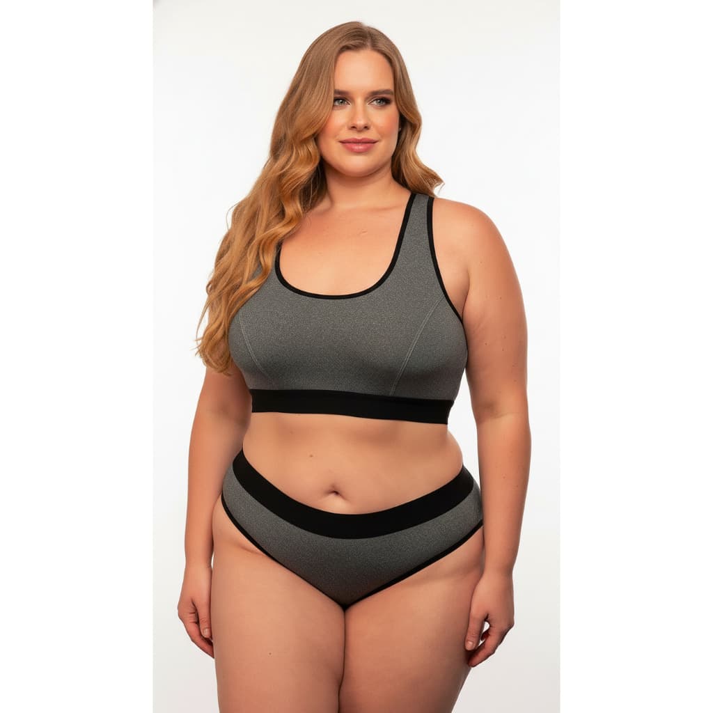 Conjunto Plus Size Topper Reforçado Calcinha Cintura Alta elástico Top Sustentação Moda Íntima