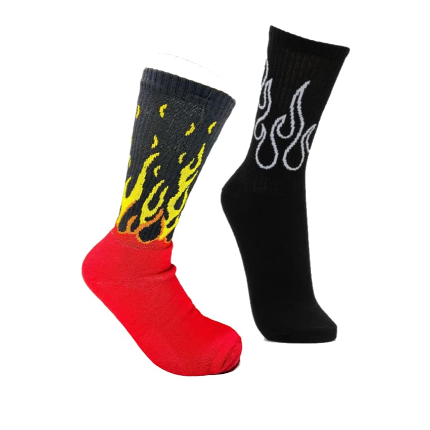 Kit  Meias estampa de fogo Skate Hip Hop Meias Longas Criativas Divertidas (ENVIO IMEDIATO)