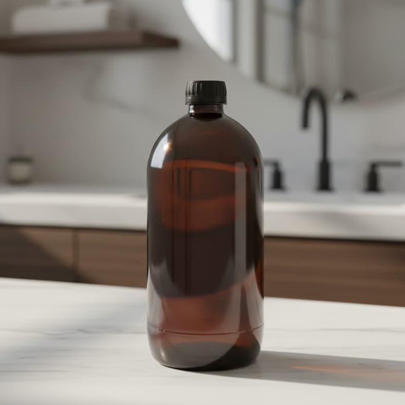Kit  até 10x Frasco Pet 1l Âmbar para Refil Sabonete Líquido Shampoo Condicionador Banheiro Lavanderia Cozinha