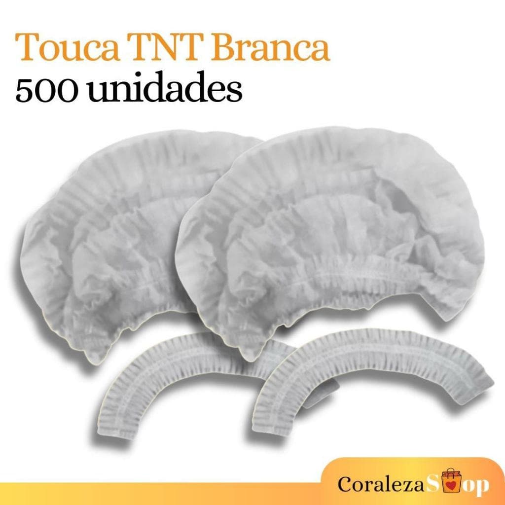 500 Un Touca TNT Branca Descartável - Sanfonada