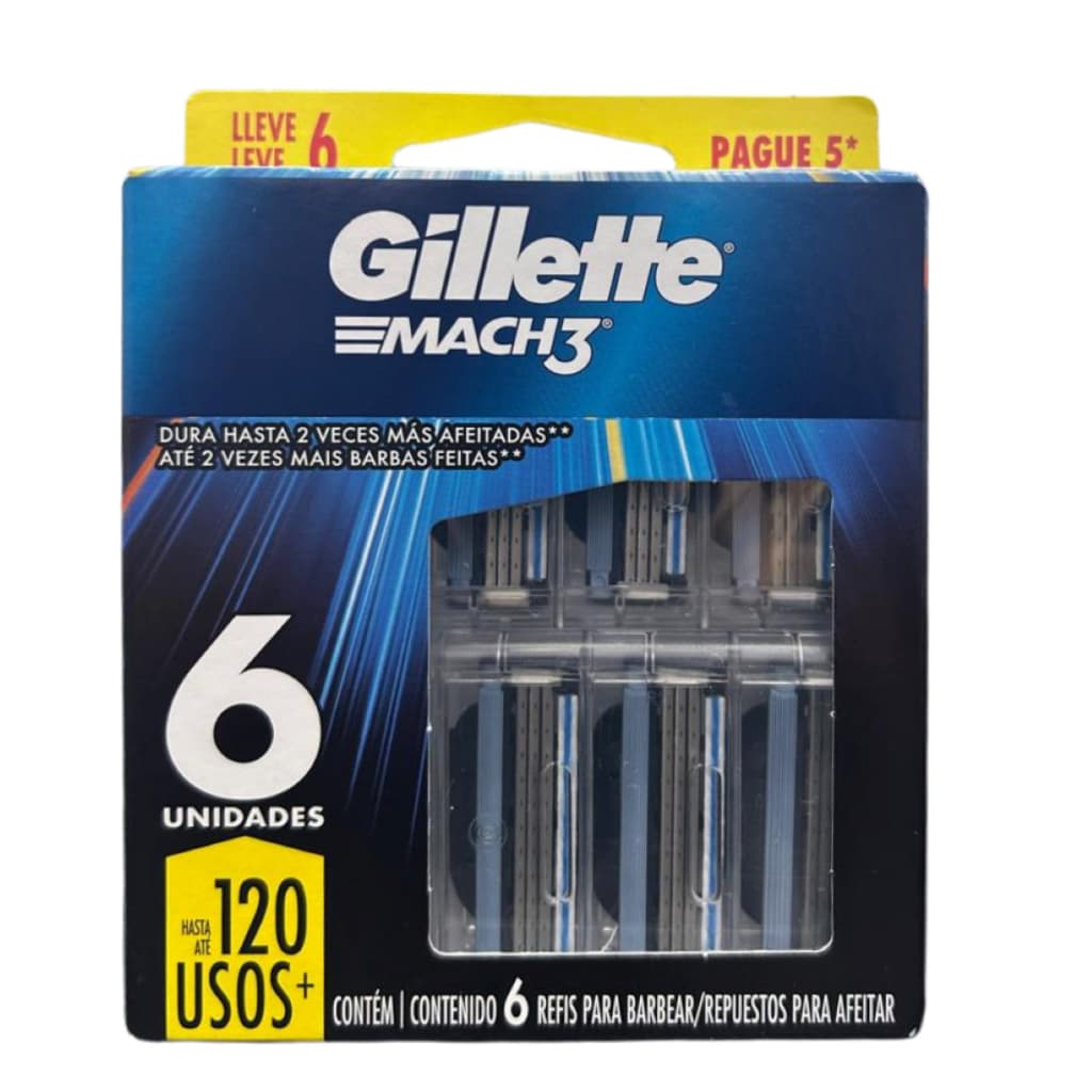 Gillette Mach 3 com 6 Unidades de Refis Para Barbear com + De 120 Usos