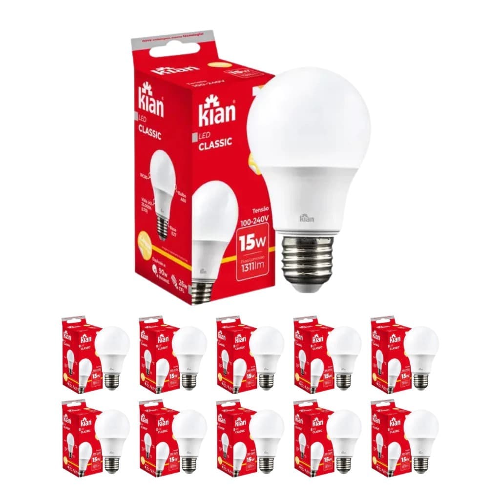 Lâmpada Led 15w Bulbo 3000k Branco Quente Bivolt E27 Econômica Luz Aconchegante