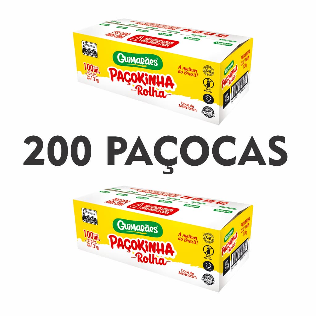 200 Paçoquinhas Rolha - Duas caixas com 100 uni. - Guimarães- Sem Glúten