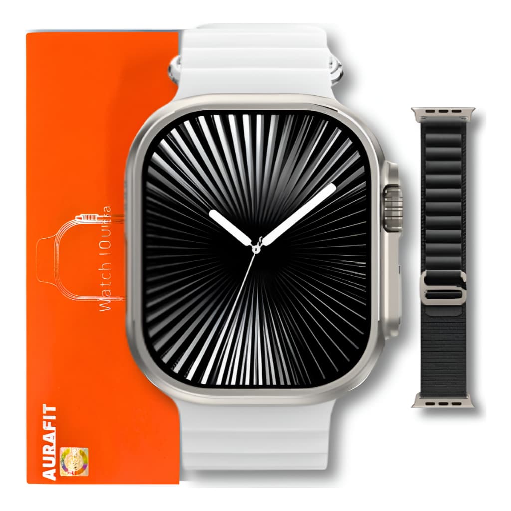 Relógio Smartwatch AM08 Série 10 A Ultra Prova D'água Amoled - Branco Prateado