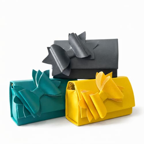 Bolsa Clutch Feminina Infantil em Couro com Laço Luxo Elegante para Festa e Evento
