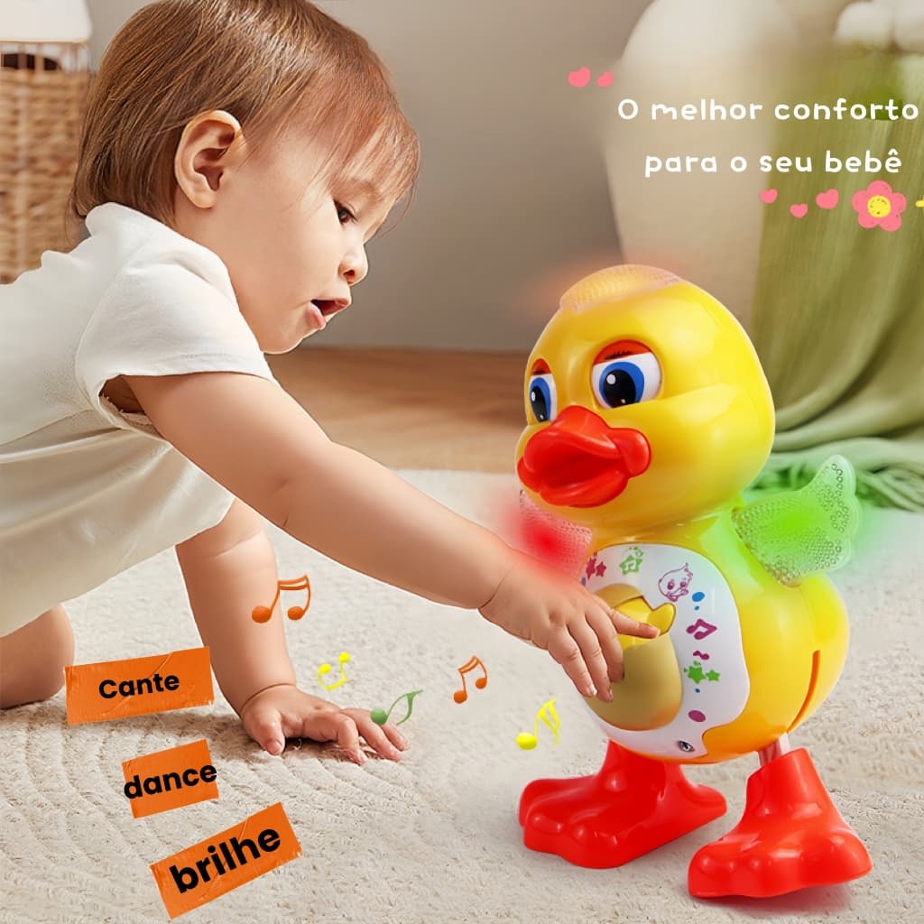 Brinquedo Infantil Pato Dançarino Musical Com Som e Luz presentes para bebês brinquedos calmantese