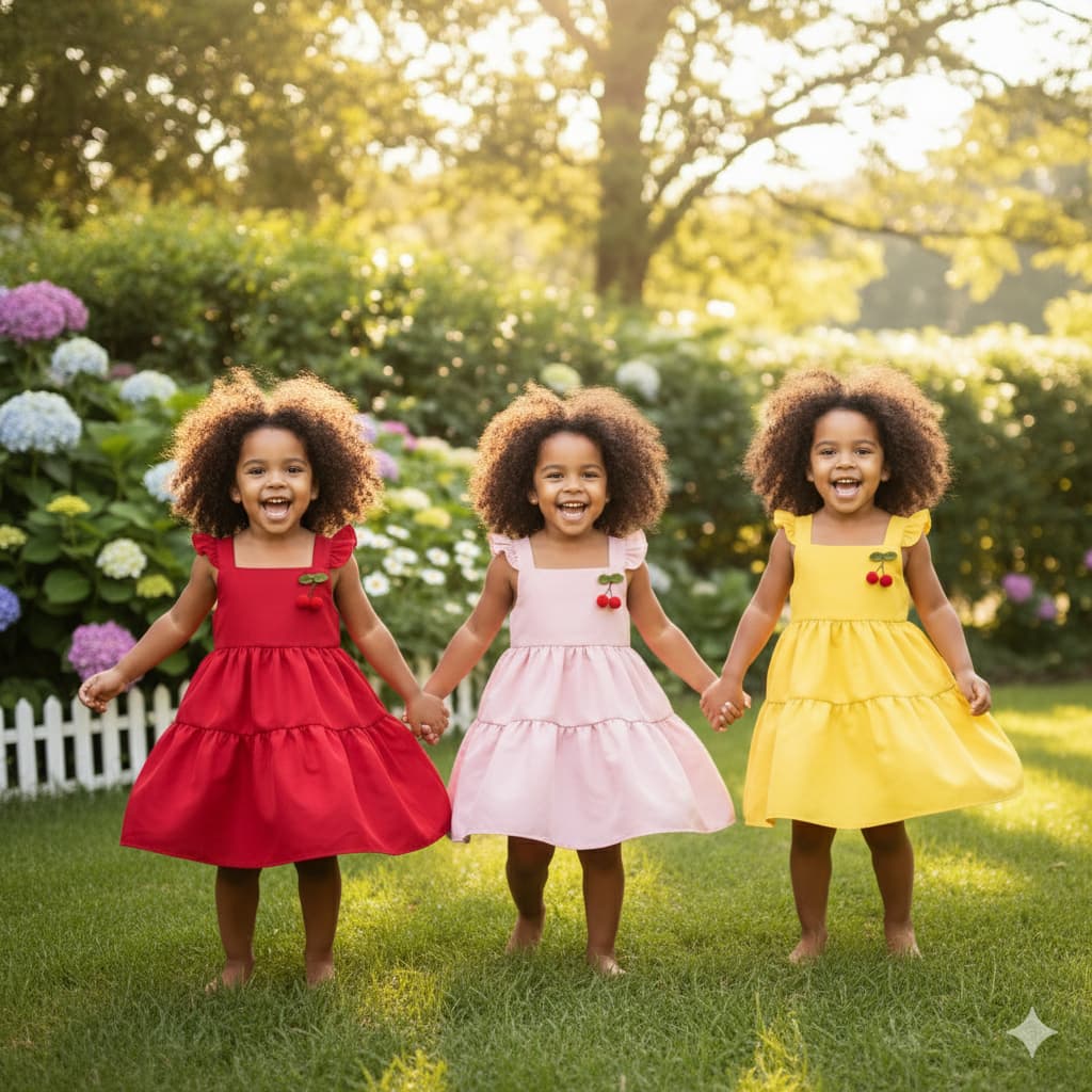 Vestido Infantil Criança Menina Cerejinha Verão Festas Natal