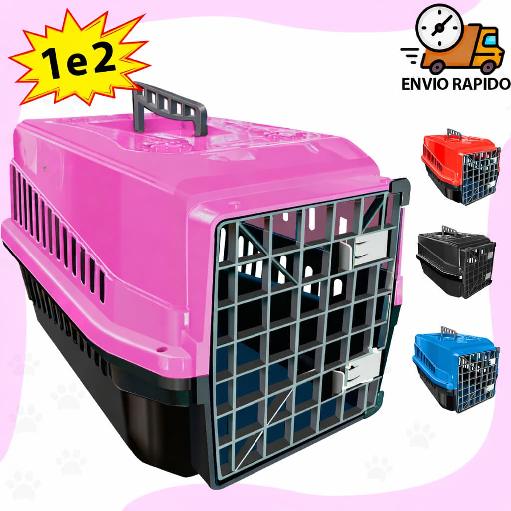 Caixa de Transporte N 1 ou 2 Cachorro Gato Coelho Caixa de Transporte Pet 2 Travas 1 Alça