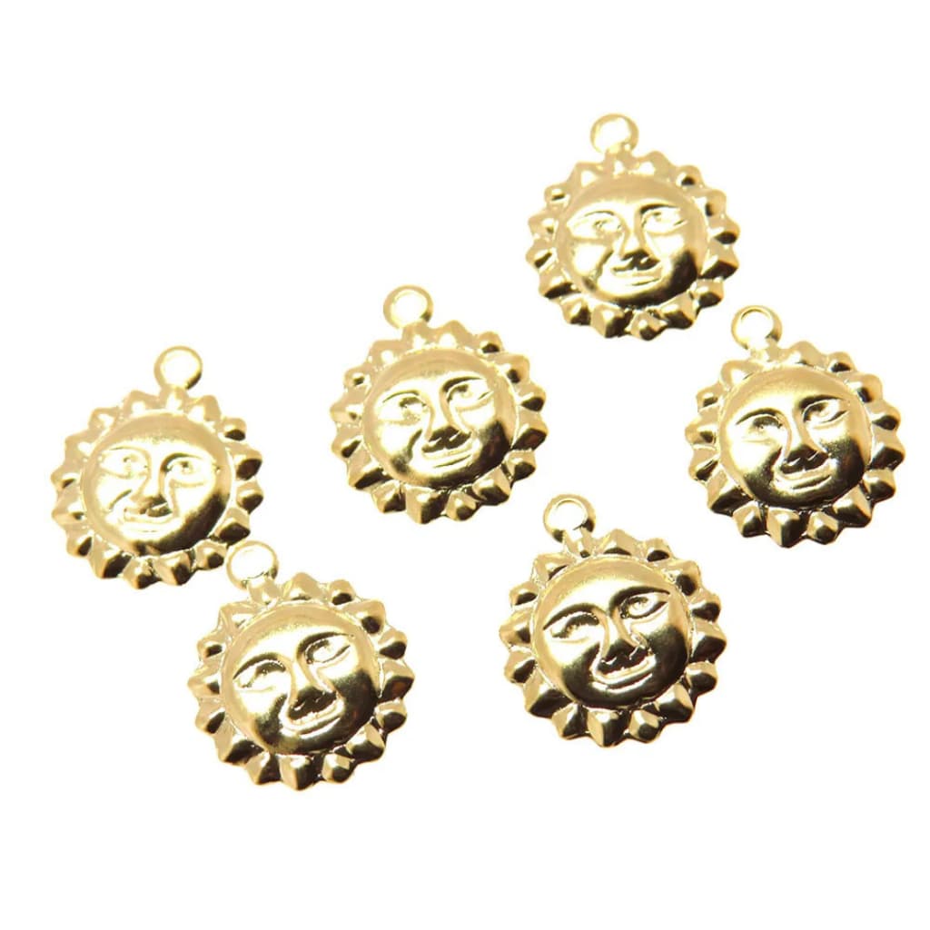 Pingente Sol Folheado Ouro 18k Para Montagem Semijoias Bijuterias Artesanato Atacado Revenda
