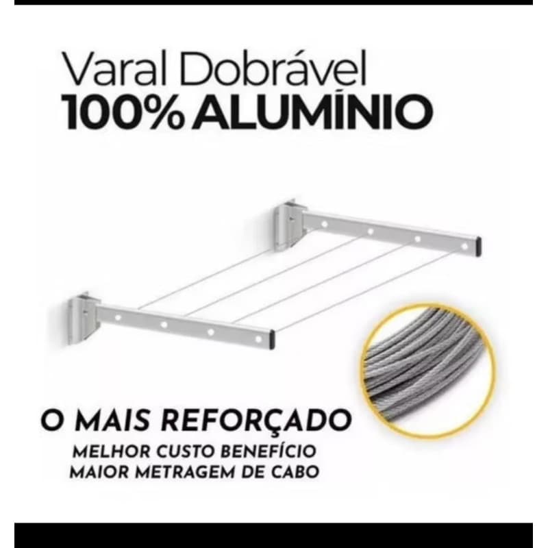 varal retrátil de alumínio preto