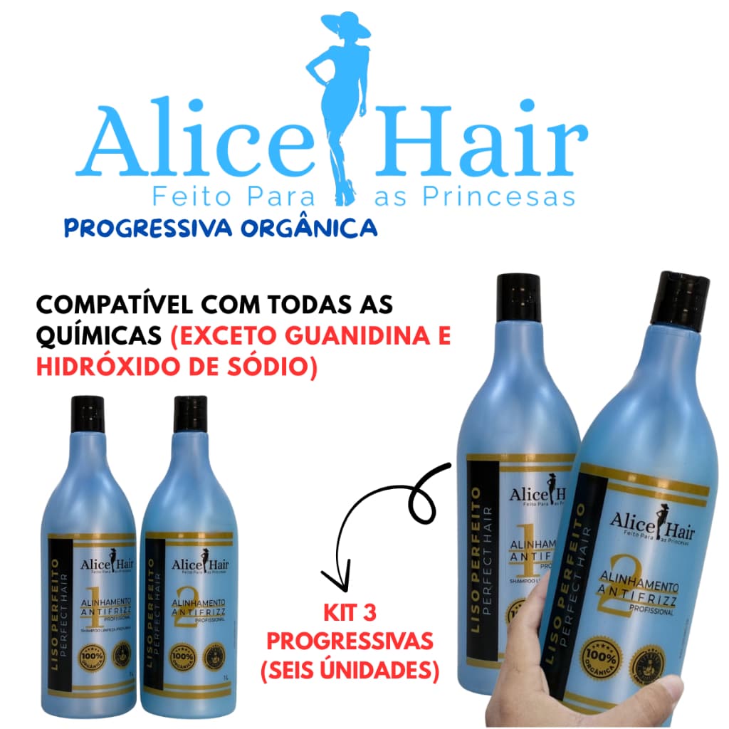 A Melhor Progressiva Kit 3 Unidades Antifrizz Alice Hair Kit