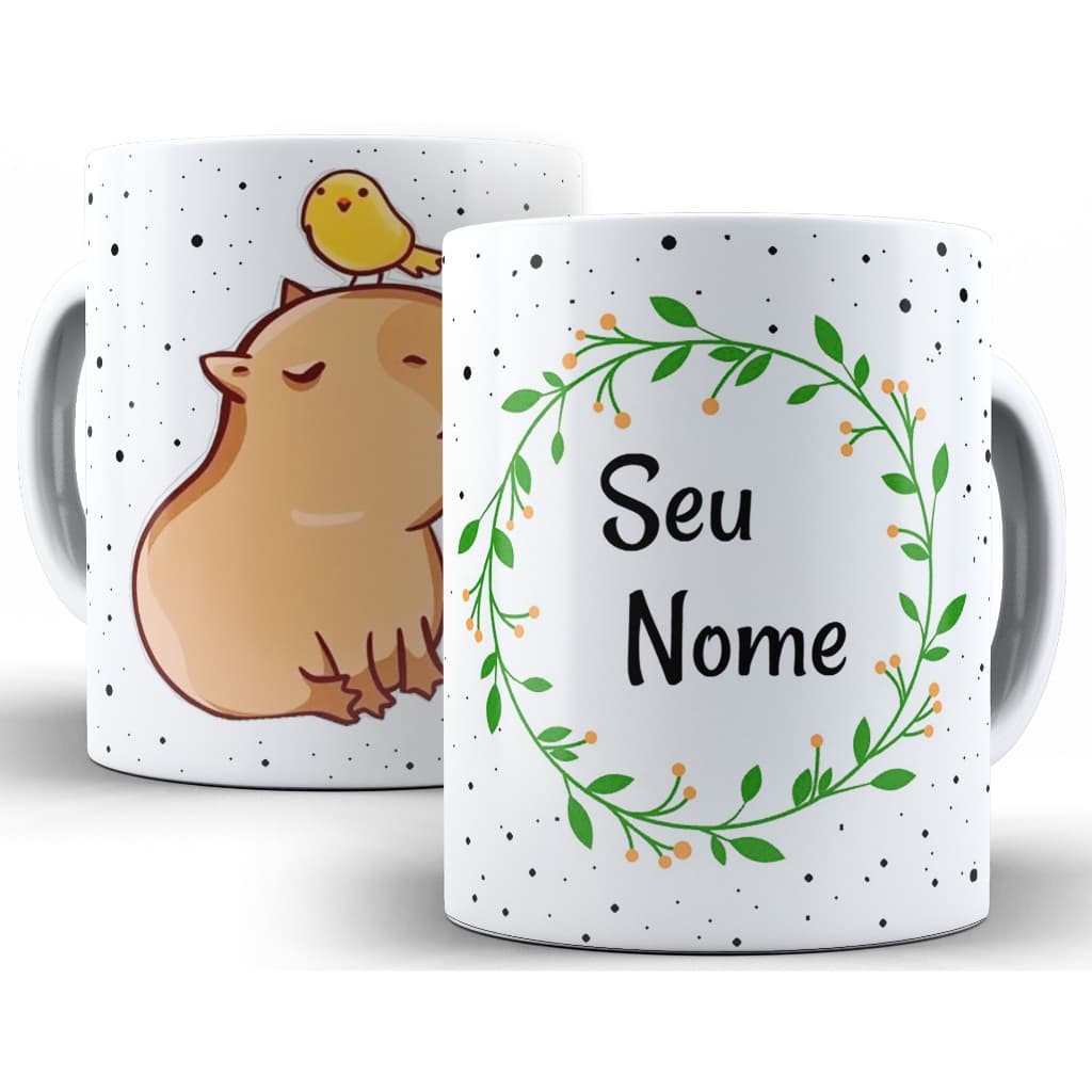 Caneca Personalizada Capivara Porcelana Com Nome Oferta 325 Ml