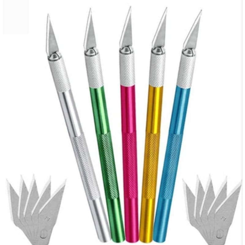 Estilete De Precisão Bisturi Corte C/ 5 Laminas Profissional