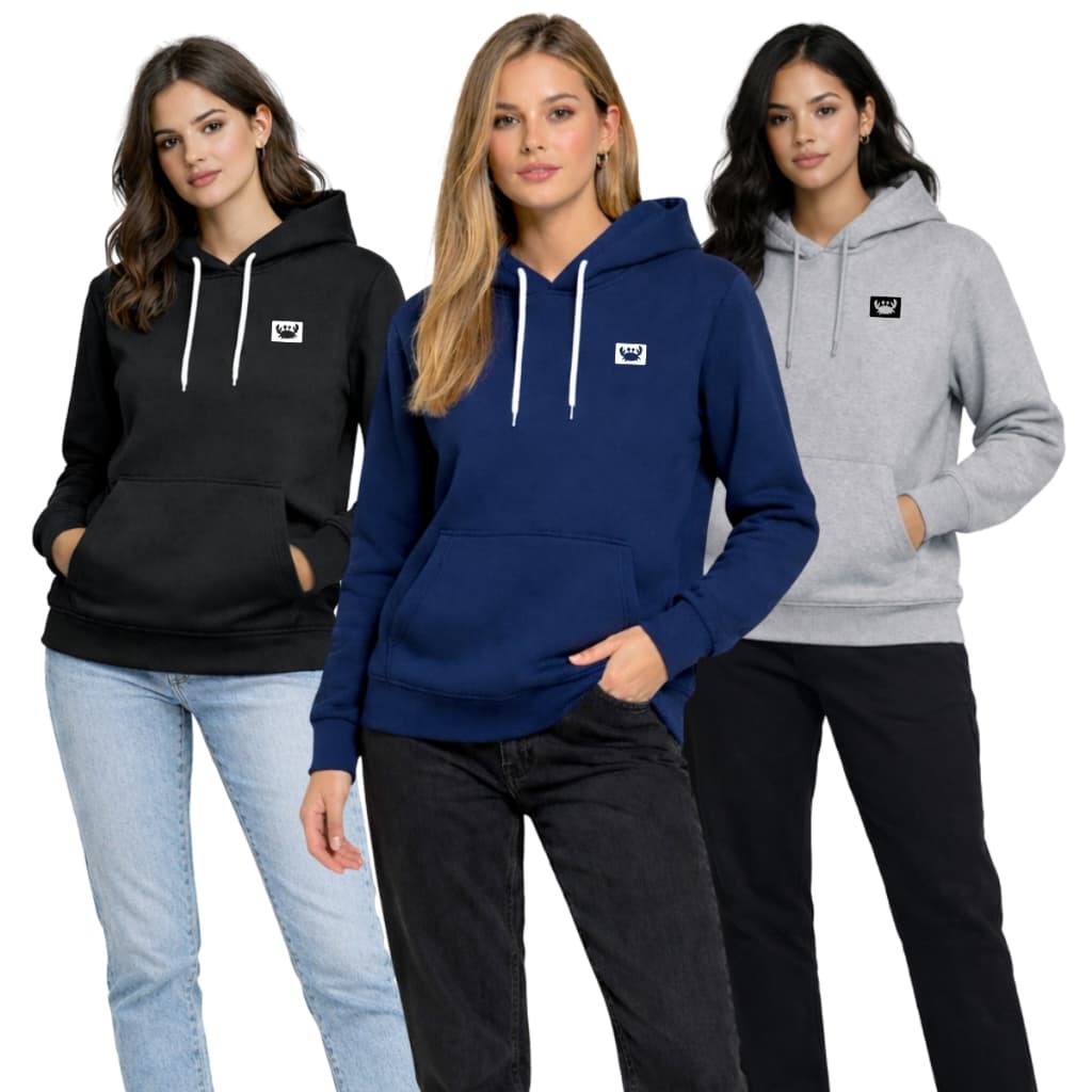 Kit 3 Moletom Feminino Colorido Inverno Capuz Bolso Canguru Estampa Siri2