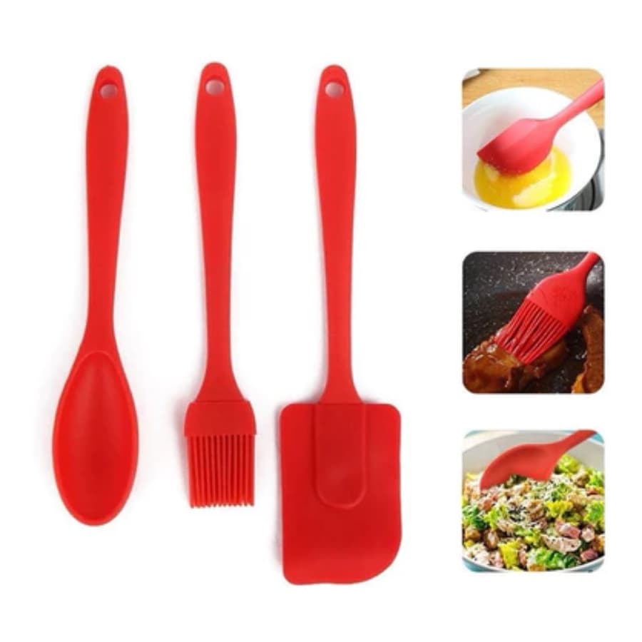 Kit Colher, Pincel E Espátula De Silicone Culinário