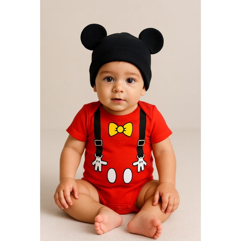Body Bebe Fantasia Disney Mickey Touca Menino Mesversario Infantil !