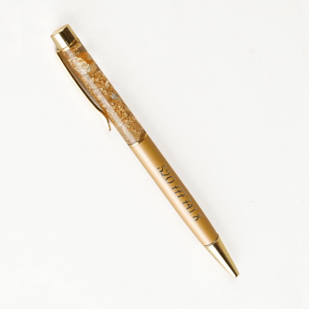 Caneta Luxo Código Grabovoi 520 Prosperidade Folhas de Ouro Dinheiro Inesperado Caneta Presente Místico