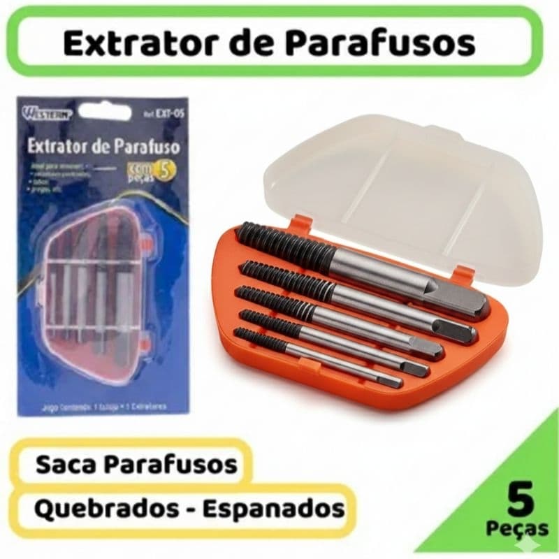 Kit Saca Parafuso Quebrado Extrator Profissional 5 Peças