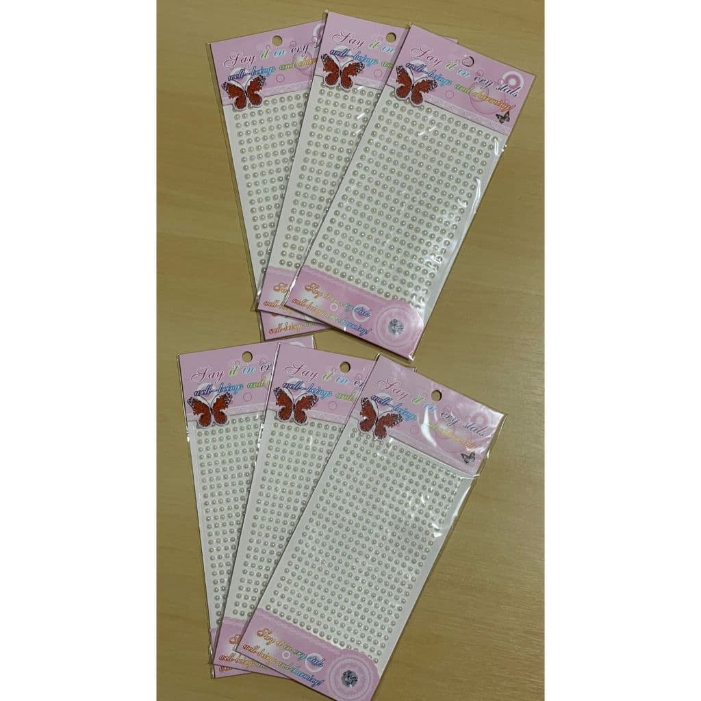 Cartelas de meia pérola 4mm ou 5mm / Strass adesivo decorativo - Meia pérola auto adesiva