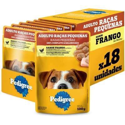 Kit Ração Úmida Frango ao Molho para Cães Adultos de Raças Pequenas 18 Unidades Pedigree Sachê