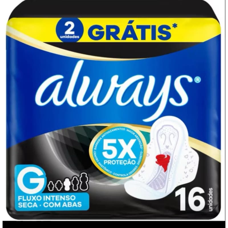 Absorvente Noturno Always Noites Tranquilas Cobertura Seca G Com Abas Com 16 Unidades