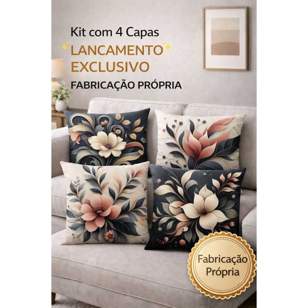 Lançamento 2026-kit Capas De Almofadas-4 Capas Protetora-Deus Fé Gratidão- Moderna Estampada |Fabricação Propria