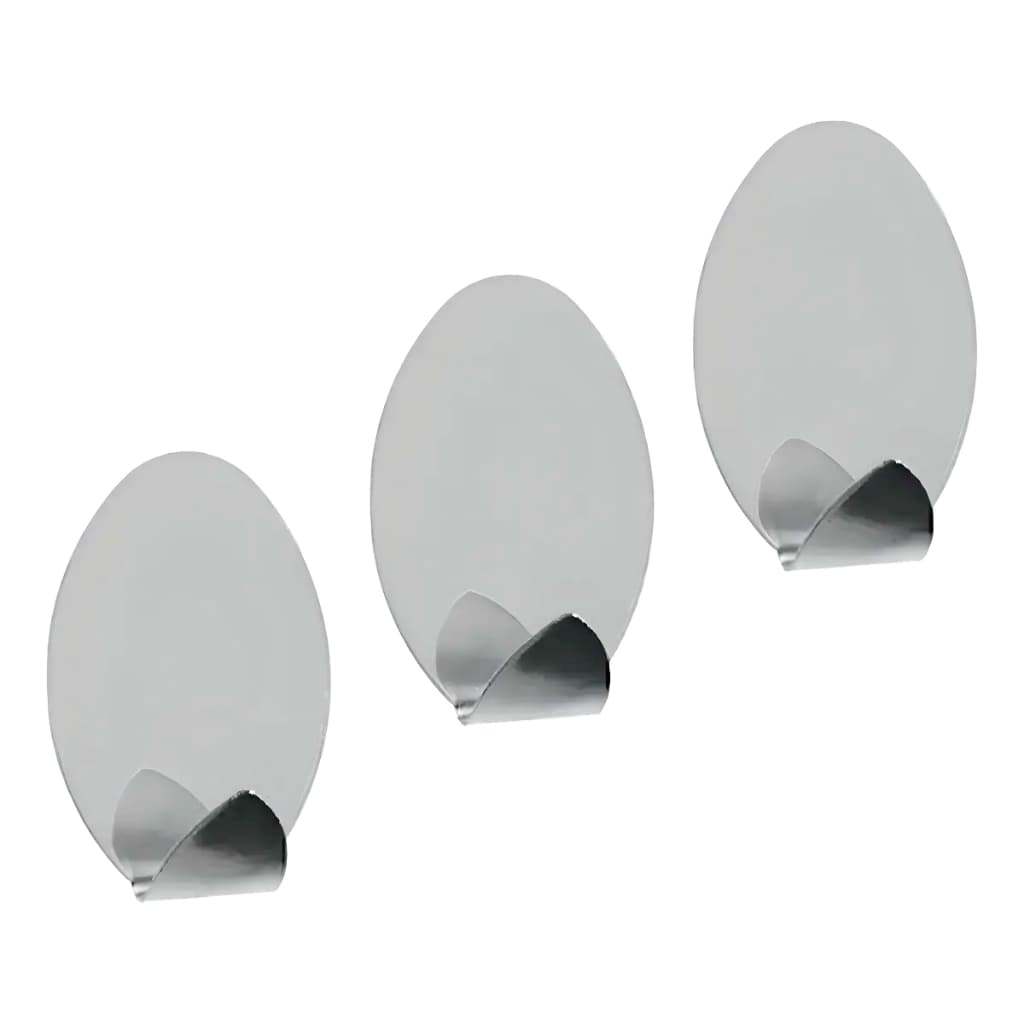 Kit 3 Ganchos Adesivo Oval Inox Fixa Fácil Organizador Multiuso de Cozinha Banheiro Parede