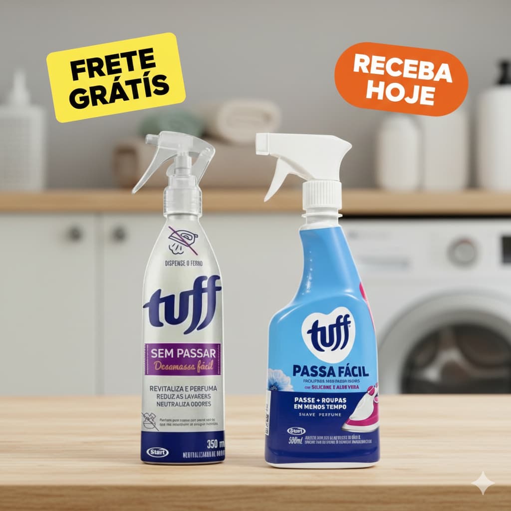 Tuff Kit Desamassa Roupas Sem Passar 350ml + Passa Fácil 500ml
