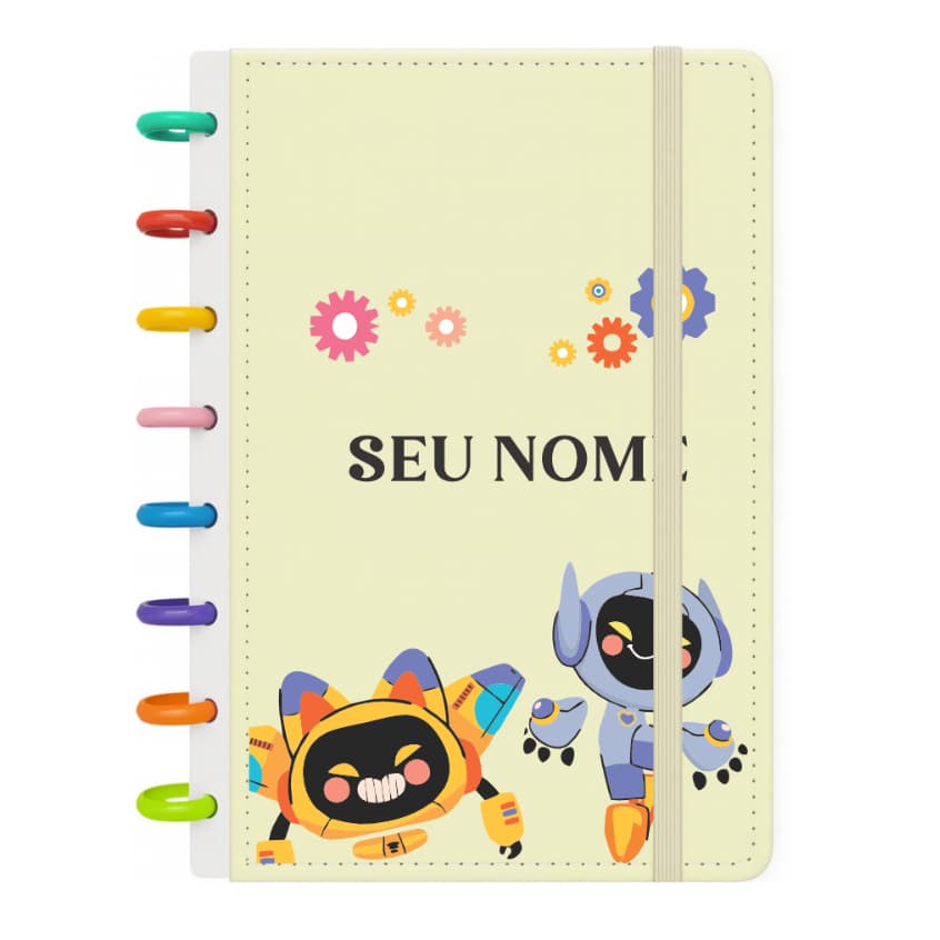 Caderno de Discos e Planner Personalizado - Caderno A4, B5 e A5 -- RobôsFloridosC40