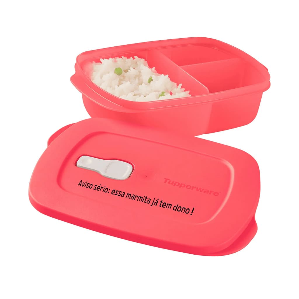 Pote Marmita para Micro-Ondas Tupperware 1L Cristalwave com Divisórias