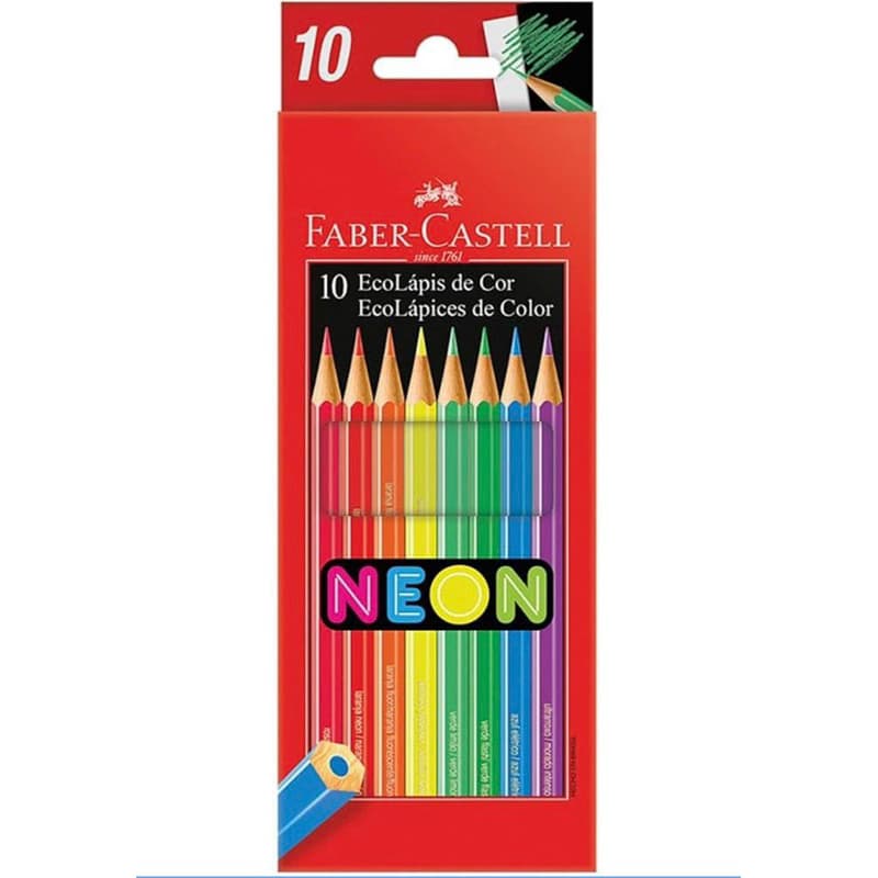 Ecolapis de cor, Faber-Castell, cores neon, estojo com 10 cores, Multicor